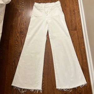 Mother white wide leg denim